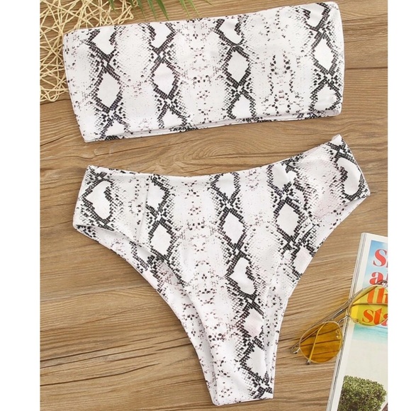 Snack skin bandeau high waist bottom bikini set - Picture 2 of 6